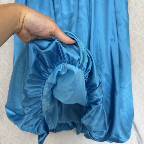Vtg Y2K Babydoll Bubble Dress M/L? Blue Mesh Satin Sparkle Fairy Whimsy Party - Picture 4 of 12